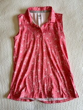 Puma Pink Floral Golf Polo Top